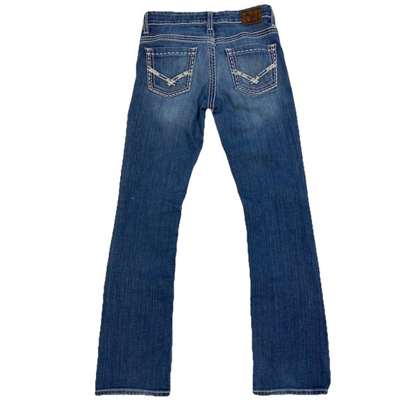 BKE Payton Bootcut Jeans Womens 25R (27x30) Blue Stretch Denim Embroidered - Picture 1 of 11